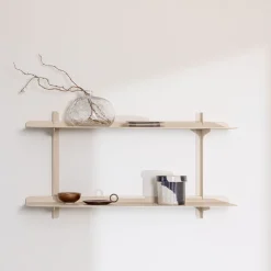2 étagères murales en acier beige cashew 35,6x68x17,2cm Linara - Metallbude