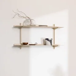 2 étagères murales en acier beige cashew 35,6x68x17,2cm Linara - Metallbude