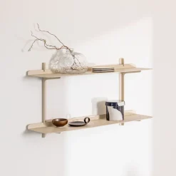 2 étagères murales en acier beige cashew 35,6x68x17,2cm Linara - Metallbude