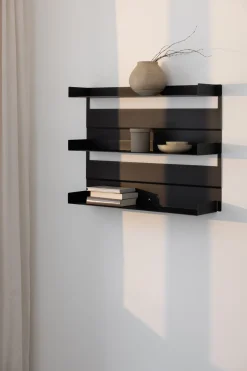 3 étagères murales en acier noir 55x76x15cm Aris - Metallbude
