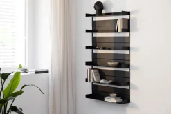 6 étagères murales en acier noir 130x76x15cm Aris - Metallbude