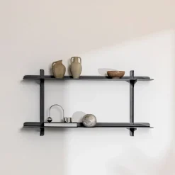 2 étagères murales en acier noir 35,6x68x17,2cm Linara - Metallbude