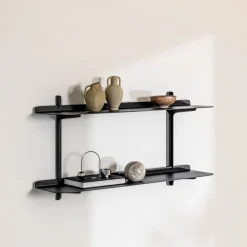 2 étagères murales en acier noir 35,6x68x17,2cm Linara - Metallbude