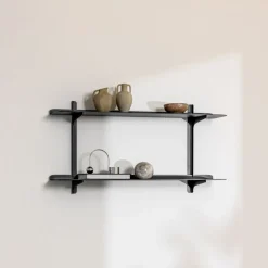 2 étagères murales en acier noir 35,6x68x17,2cm Linara - Metallbude