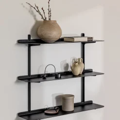 3 étagères murales en acier noir 60,6x68x17,2cm Linara - Metallbude