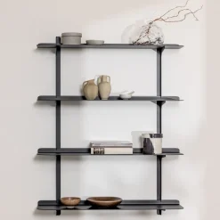 4 étagères murales en acier noir 85,6x68x17,2cm Linara - Metallbude