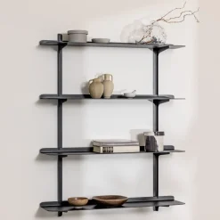 4 étagères murales en acier noir 85,6x68x17,2cm Linara - Metallbude