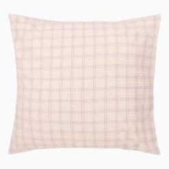 Taie d'oreiller carrée en popeline de coton bio à carreaux rose et violet 60 x 60 cm Sheldon - Nobodinoz