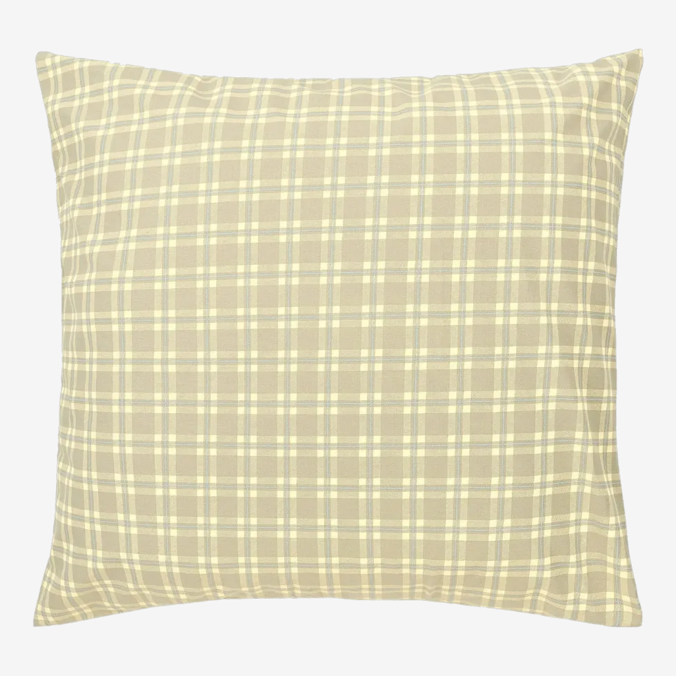 Taie d'oreiller carrée en popeline de coton bio à carreaux vert et jaune 60 x 60 cm Sheldon - Nobodinoz