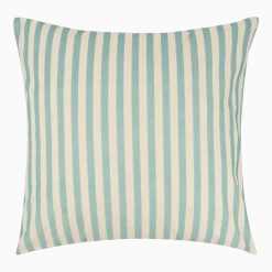 Taie d'oreiller carrée en popeline de coton bio à rayures bleu turquoise 60 x 60 cm Sheldon - Nobodinoz