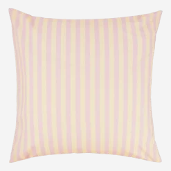Taie d'oreiller carrée en popeline de coton bio à rayures jaune et rose 60 x 60 cm Sheldon - Nobodinoz