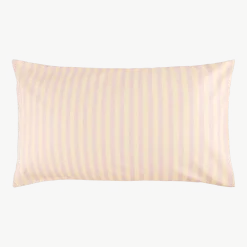 Taie d'oreiller en popeline de coton bio à rayures rose et jaune 50 x 75 cm Leonard - Nobodinoz