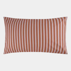 Taie d'oreiller en popeline de coton bio à rayures rouge et rose 50 x 75 cm Leonard - Nobodinoz