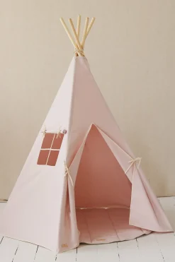 Tapis bébé rond en coton rose et beige - Moi Mili