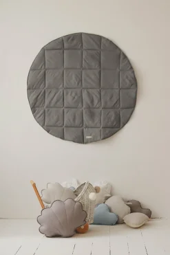 Tapis bébé rond en lin gris - Moi Mili