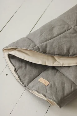 Tapis bébé rond en lin gris - Moi Mili