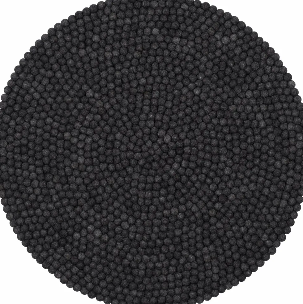 Tapis à boules de feutre anthracite marbré 90 cm Hugo - myfelt