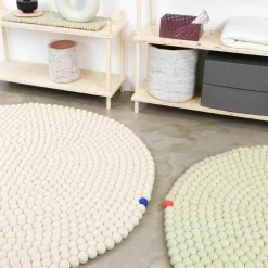 Tapis à boules de feutre beige 180 cm Big One - myfelt