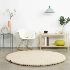 Tapis à boules de feutre beige 90 cm Big One - myfelt