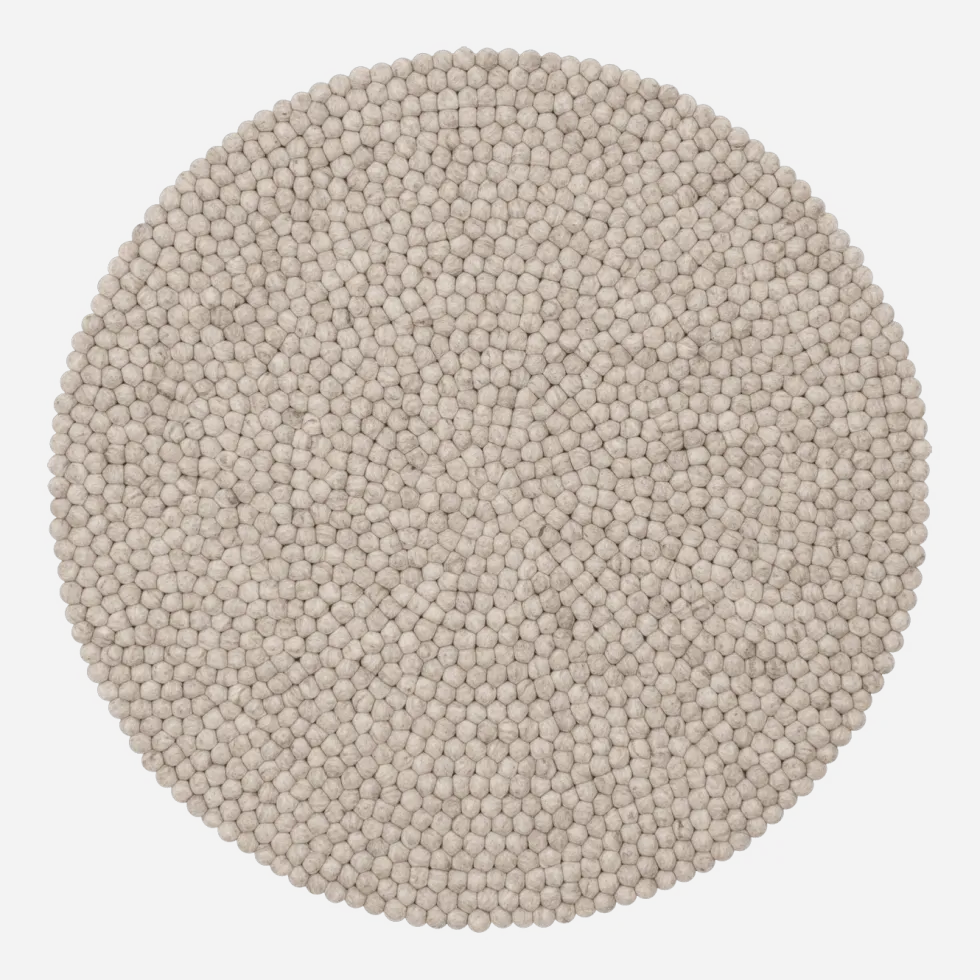 Tapis à boules de feutre beige marbré 90 cm Béla - myfelt
