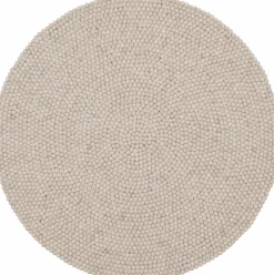 Tapis à boules de feutre beige marbré 140 cm Béla - myfelt