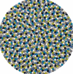 Tapis à boules de feutre multicolore bleu et vert 70 cm Fritz - myfelt