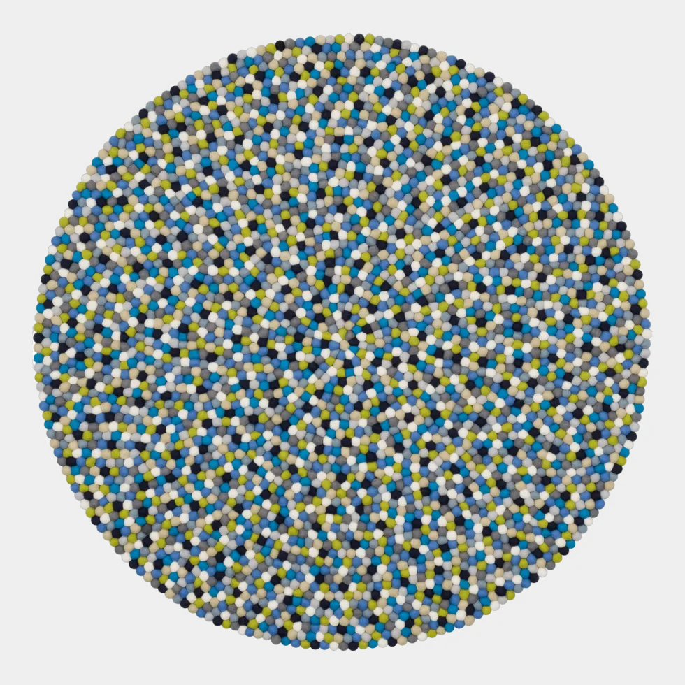 Tapis à boules de feutre multicolore bleu et vert 120 cm Fritz - myfelt