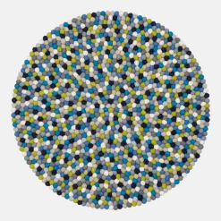 Tapis à boules de feutre multicolore bleu et vert 90 cm Fritz - myfelt