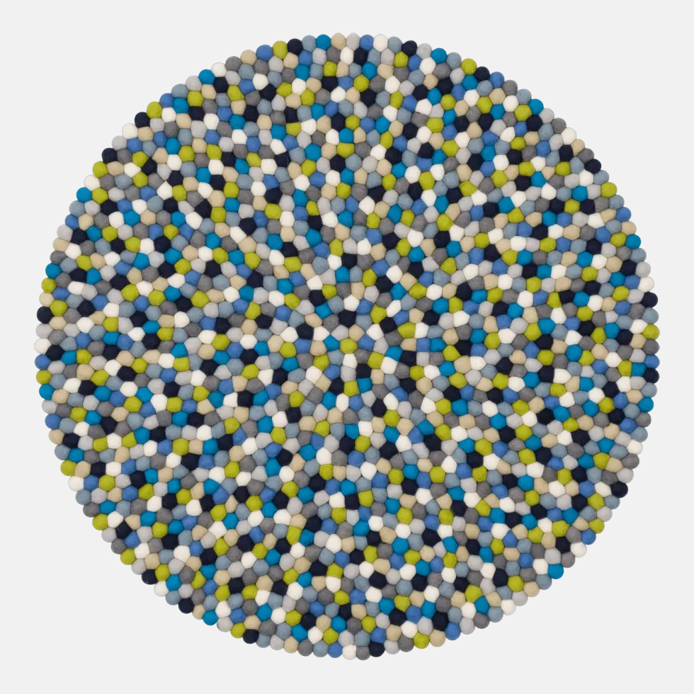Tapis à boules de feutre multicolore bleu et vert 90 cm Fritz - myfelt
