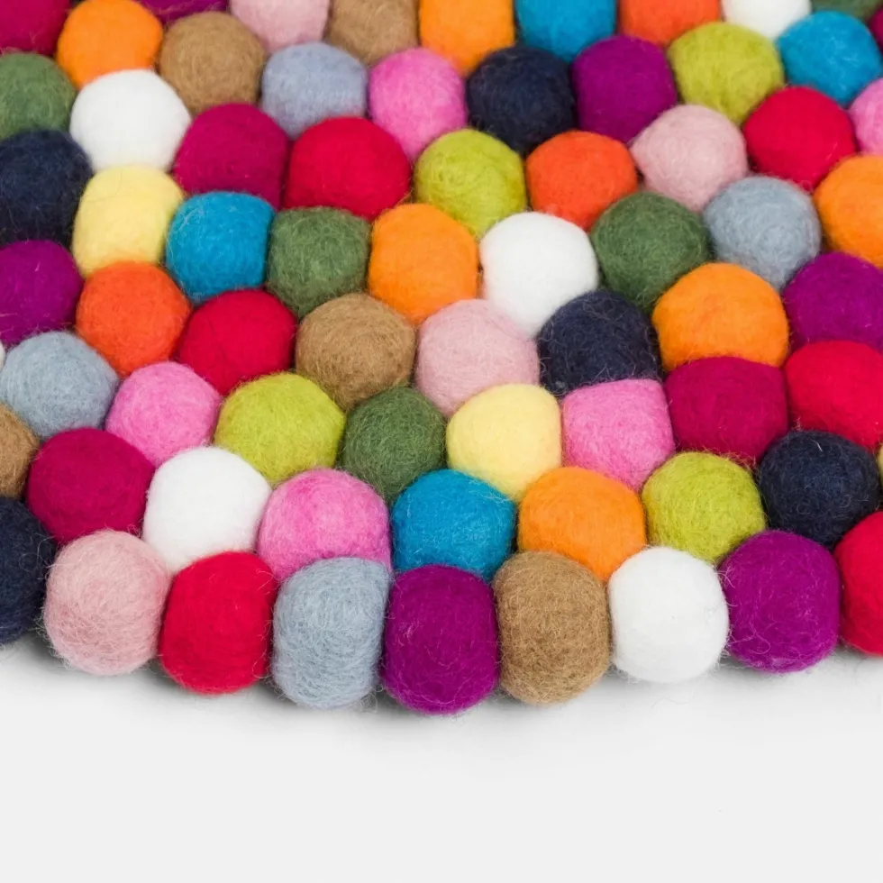 Tapis à boules de feutre multicolore 120 cm Lotte - myfelt