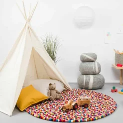 Tapis à boules de feutre multicolore 120 cm Lotte - myfelt