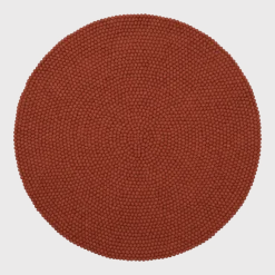 Tapis à boules de feutre rouge brique 120 cm Lora - myfelt