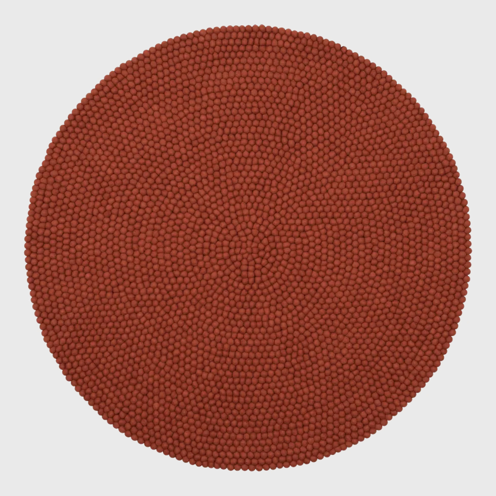 Tapis à boules de feutre rouge brique 120 cm Lora - myfelt