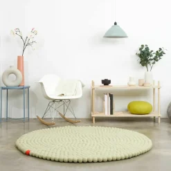 Tapis à boules de feutre vert-beige 90 cm Big One - myfelt