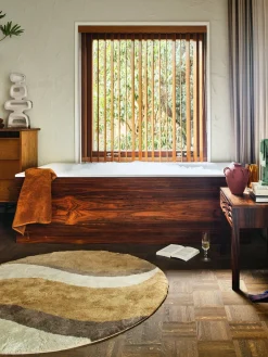Tapis de bain rond en coton 120cm Natural Waves - HKliving