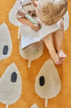 Tapis en coton bio abricot 100x130 cm Forêt - bleuu-studio