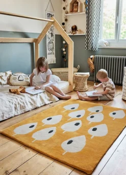 Tapis en coton bio abricot 120x170 cm Forêt - bleuu-studio