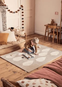 Tapis en coton bio beige 100x130 cm Forêt - bleuu-studio
