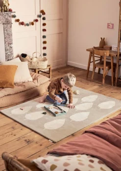 Tapis en coton bio beige 100x130 cm Forêt - bleuu-studio