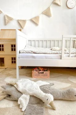 Tapis en coton bio beige 100x130 cm Forêt - bleuu-studio
