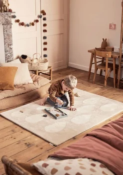 Tapis en coton bio beige 100x130 cm Forêt - bleuu-studio
