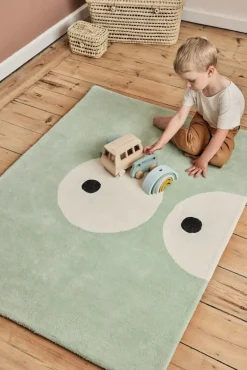 Tapis en coton bio vert pâle 100x130 cm Zoeils - bleuu-studio