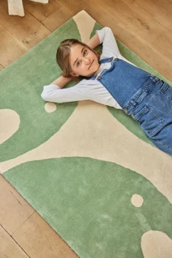 Tapis en coton bio vert 100x130 cm Eléphant - bleuu-studio