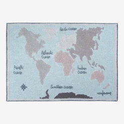 Tapis en coton bleu 140x200 cm Vintage Map - Lorena Canals