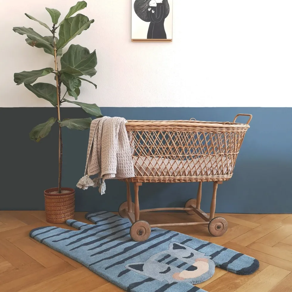 Tapis en laine bleu 125 cm Tigger - Nattiot