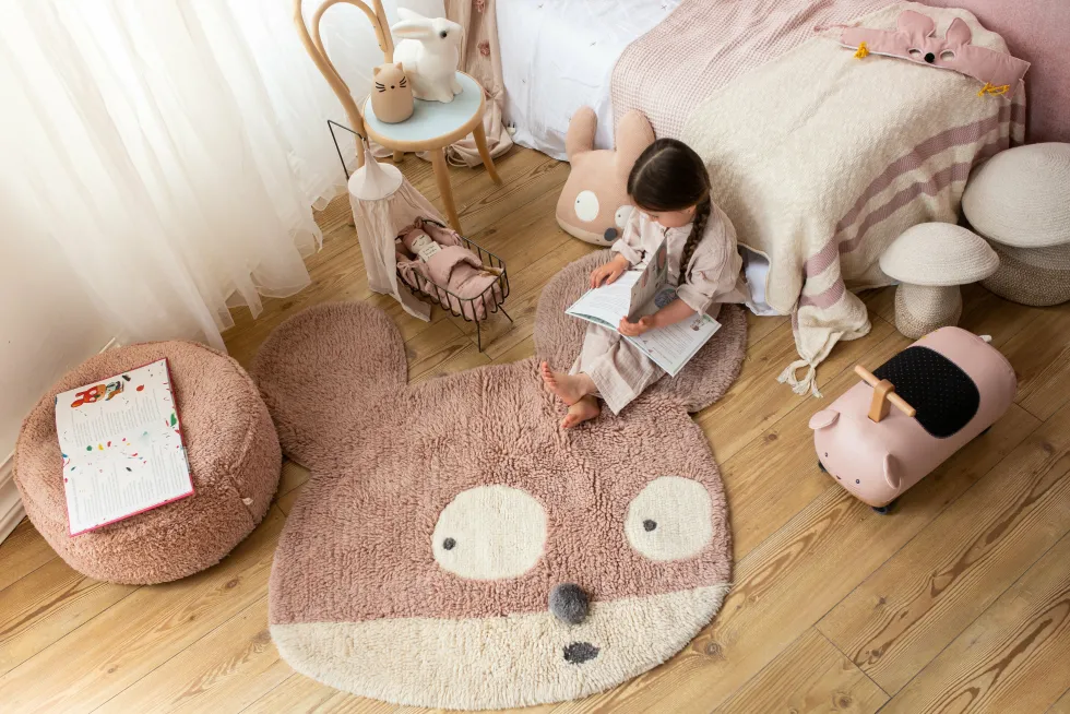 Tapis en laine souris rose 120x120 cm - Lorena Canals