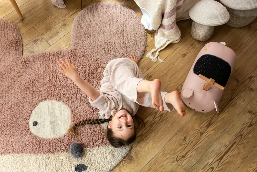 Tapis en laine souris rose 120x120 cm - Lorena Canals