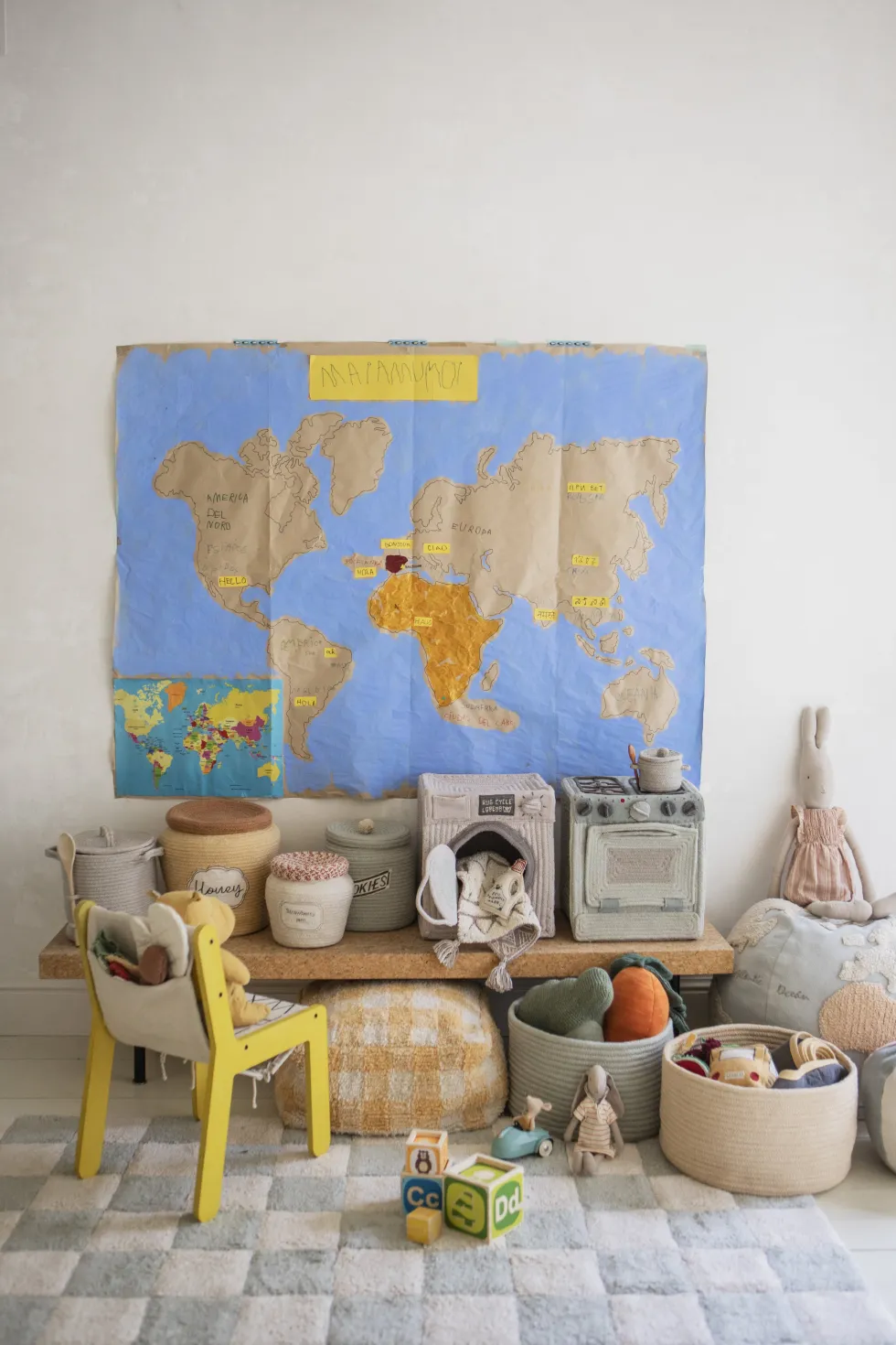 Tapis lavable en coton bleu 160x120 cm Tiles - Lorena Canals