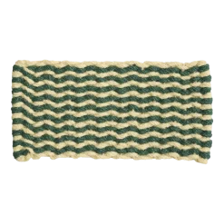 Tapis paillasson en fibre de coco vert foncé et blanc 40x80cm