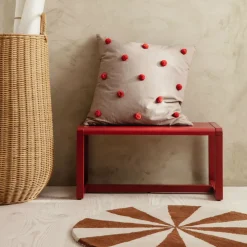 Tapis rond brique et blanc 70 cm Arch - Ferm Living